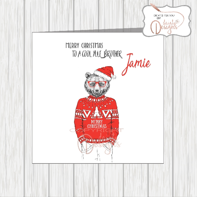 Hipster Bear In Christmas Jumper